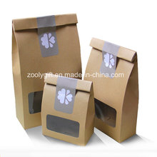 Dried Fruit Nuts Kraft Paper Packing Bag with Clear PVC Bag